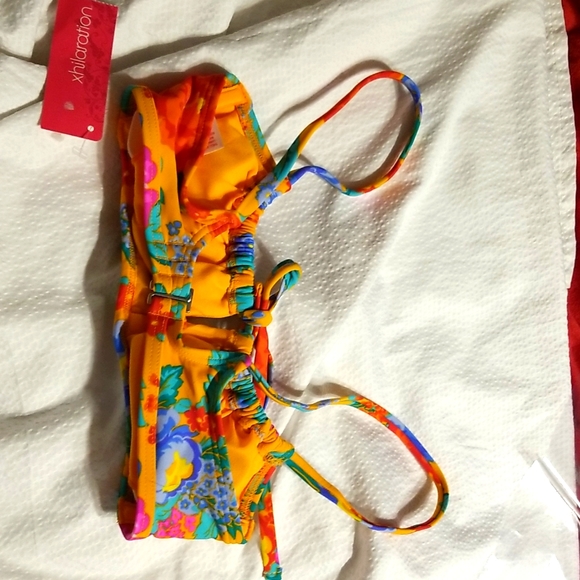 NWT DRAWSTRING PADDED ( REMOVABLE) SWIM BRA TOP SWIMSUIT BIKINI TOP FLORAL - Picture 3 of 3